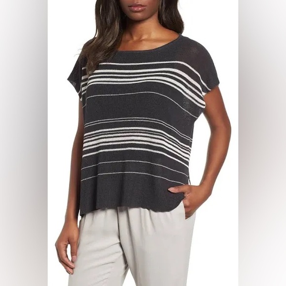 Eileen Fisher Bateau Organic Linen Poncho Top Small NWT - Picture 1 of 5